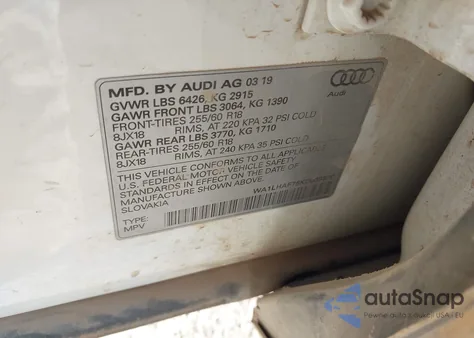 2019 Audi Q7 45 Premium/45 Se Premium z USA, uszkodzony, nr VIN WA1LHAF76KD039570